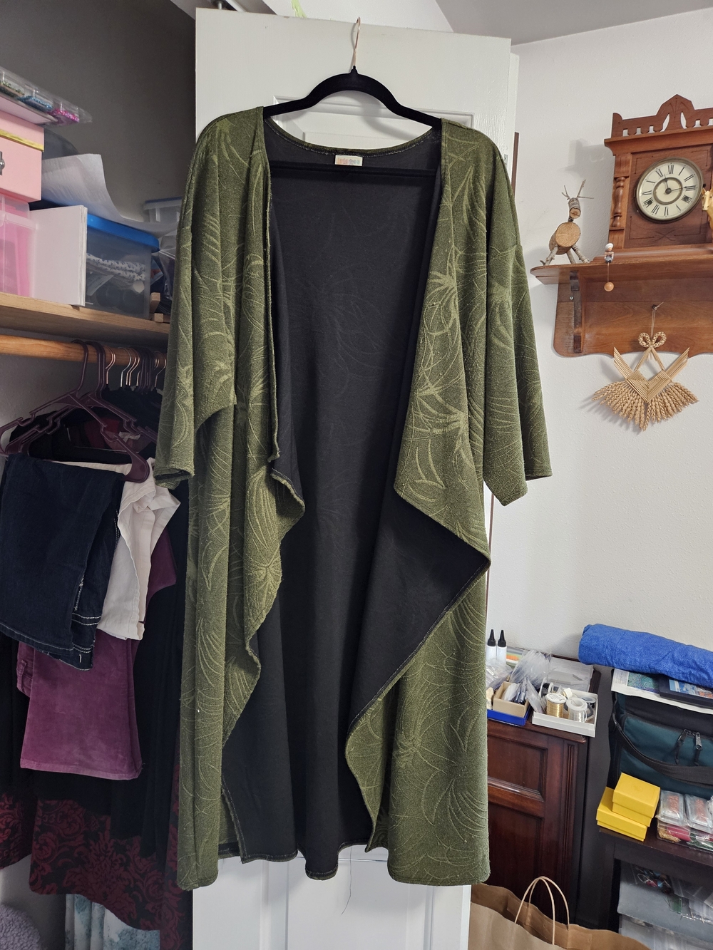 LuLaRoe Shirley Olive Green Waterfall Open-Front Cardigan